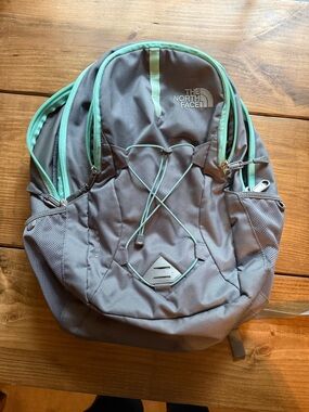 The North Face Gray Backpack with Mint Trim